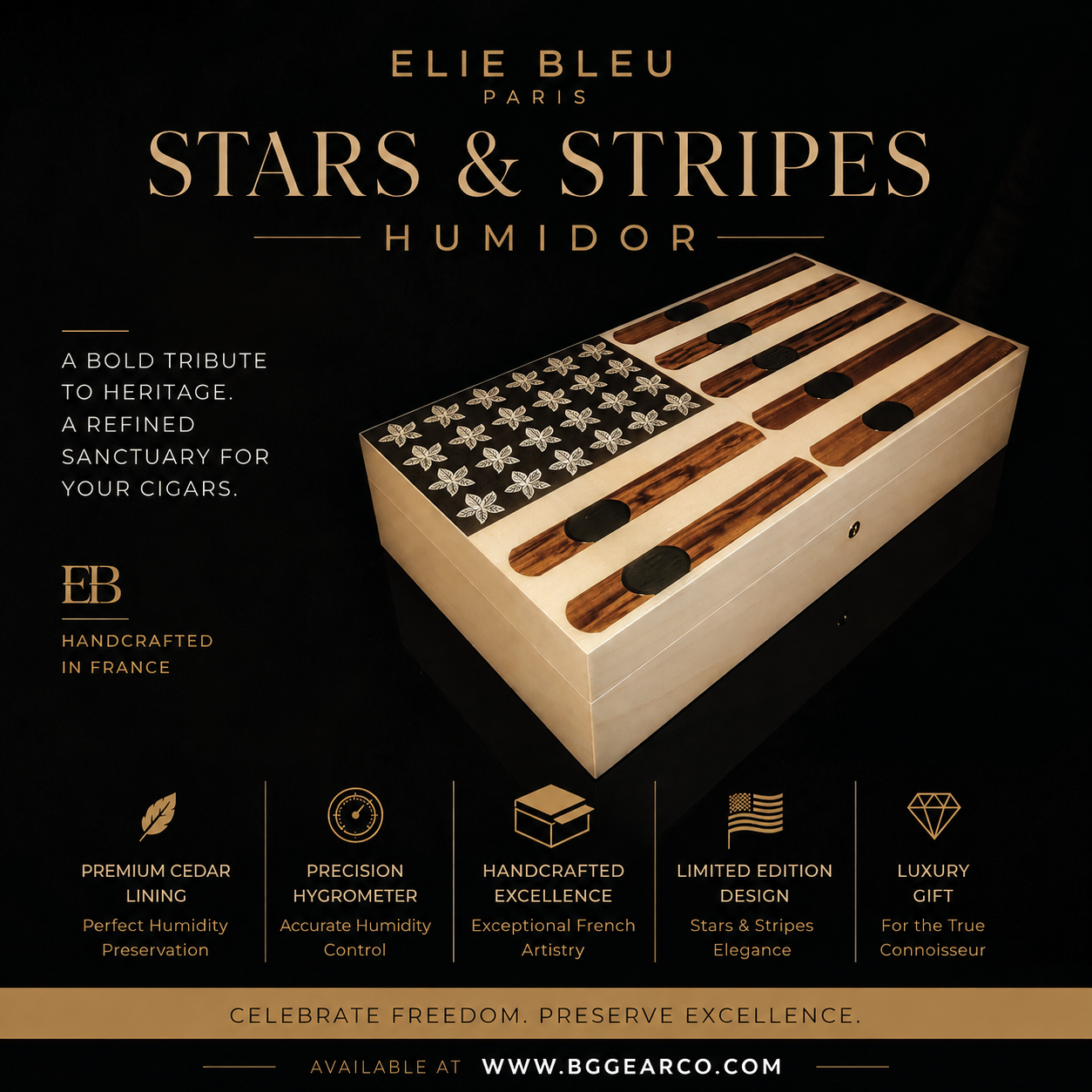 Elie Bleu Stars and Stripes humidor.