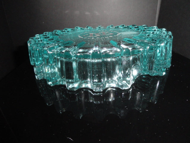 Rocky Patel Luminoso Teal / Blue Glass Heavy Cigar Ashtray Measures 10" Diameter NIB