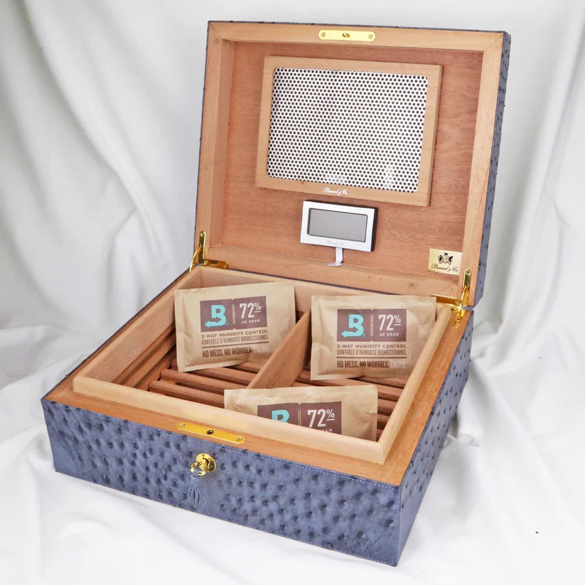 Brizard and Co American Blue Jeans Ostrich Humidor 60 / 70 ct.