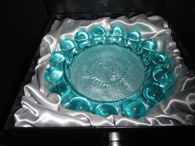 Rocky Patel Luminoso Aqua Glass Heavy Cigar Ashtray Measures 10" Diameter NIB