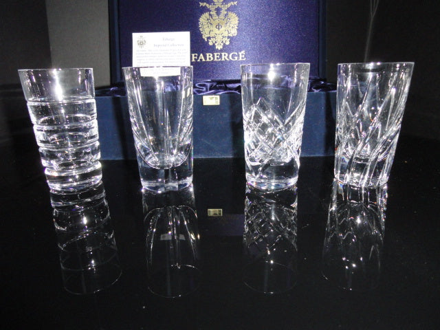 Faberge Clear Crystal Shot Glasses Set of 4 without box