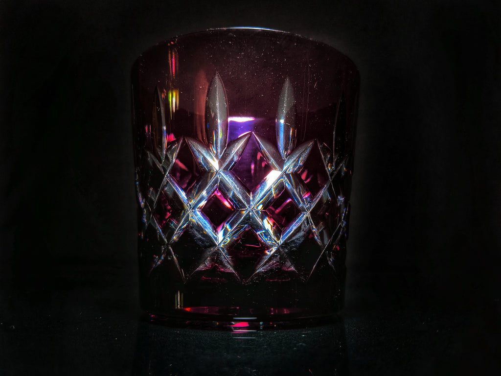 AJKA Colored Crystal Old Fashioned Glasses & Ice Bucket — Set of 4