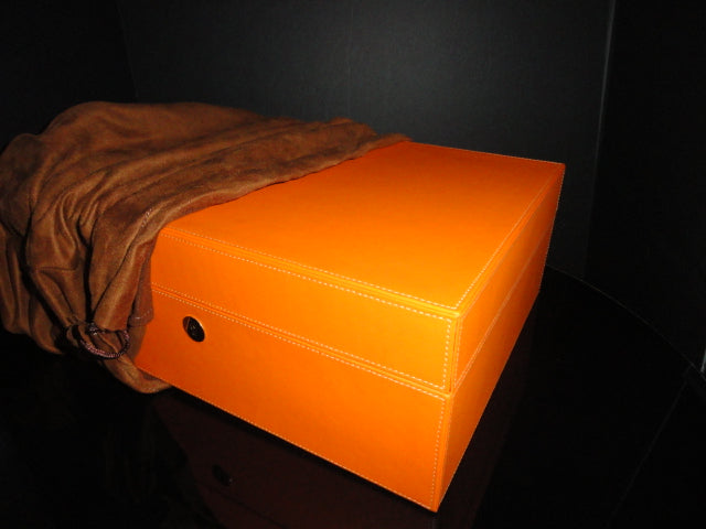 Brizard and Co Racing Orange Leather Humidor 60 / 70 ct NIB
