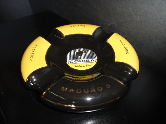 Black Maduro 5 Ceramic Large Cigar Ashtray. 8.5" Diameter