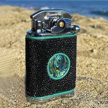 Brizard and Co Gatsby Abalone and  Stingray Leather Table Lighter NIB