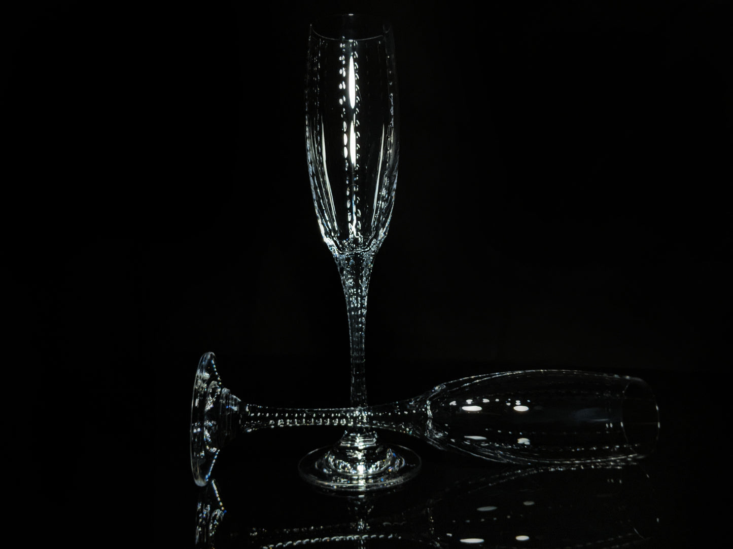 Faberge Bristol Clear Crystal  Flutes NIB