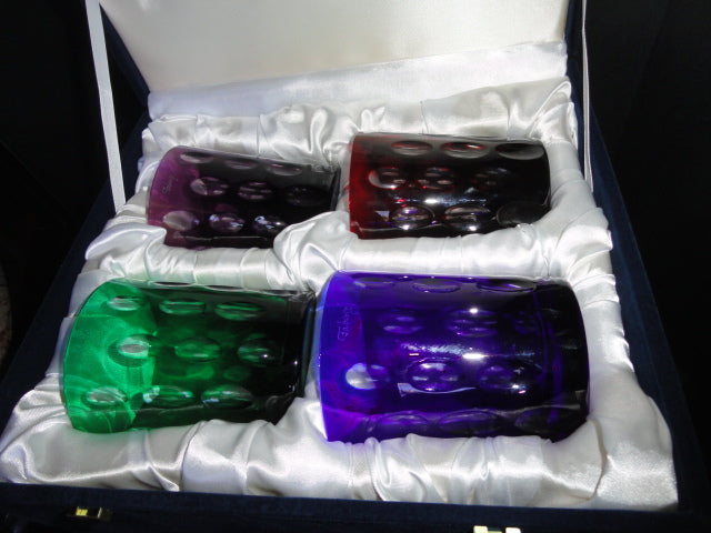 Faberge Bubbles Colored Crystal Old Fashion Glasses