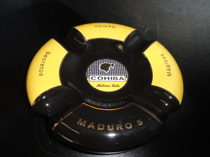 Black Maduro 5 Ceramic Large Cigar Ashtray. 8.5" Diameter