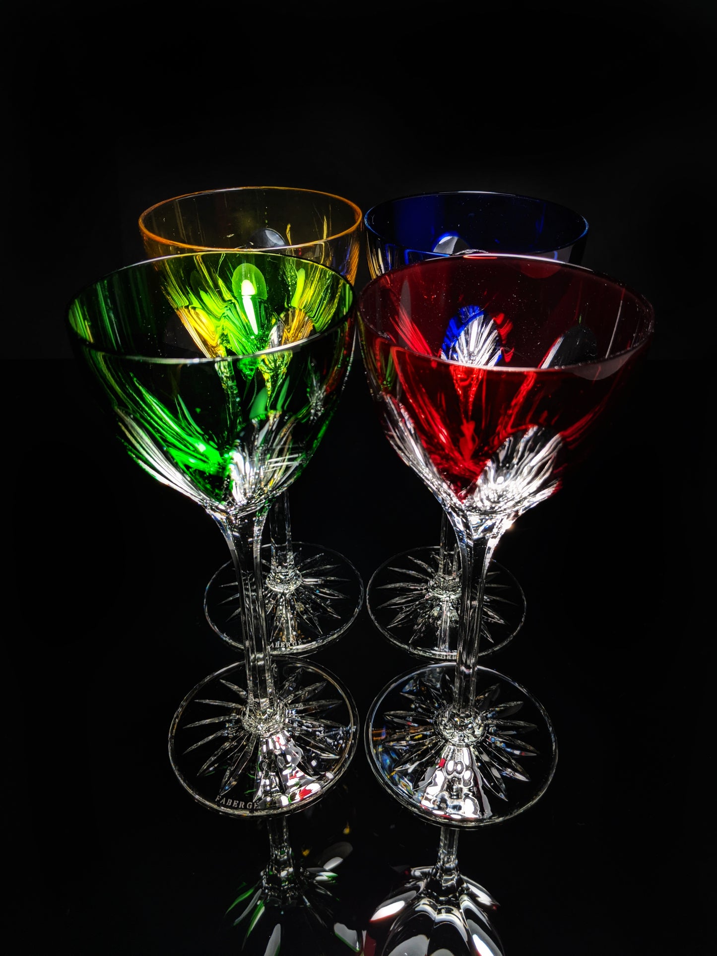 Faberge Lausanne Colorful Crystal Glasses NIB