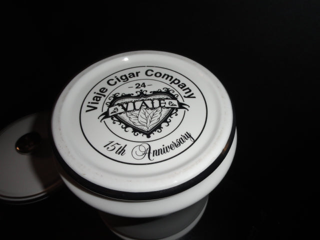 Viaje 15th Anniversary Silver Cigar Ceramic Jar Humidor NIB