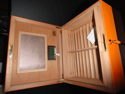 Brizard and Co Racing Orange Leather Humidor 60 / 70 ct NIB