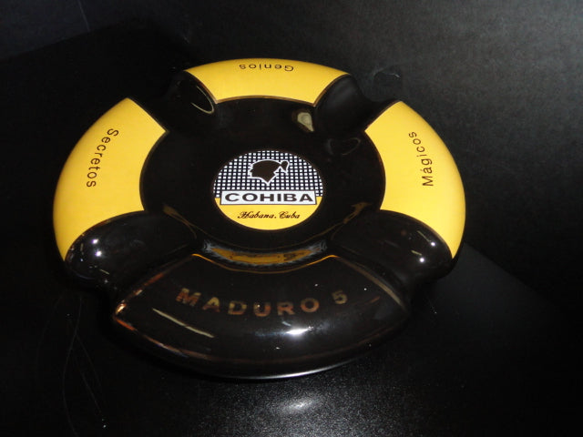 Black Maduro 5 Ceramic Large Cigar Ashtray. 8.5" Diameter
