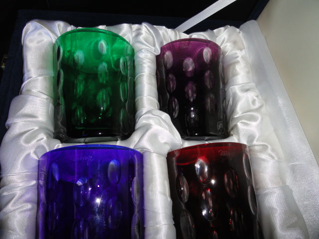 Faberge Bubbles Colored Crystal Old Fashion Glasses