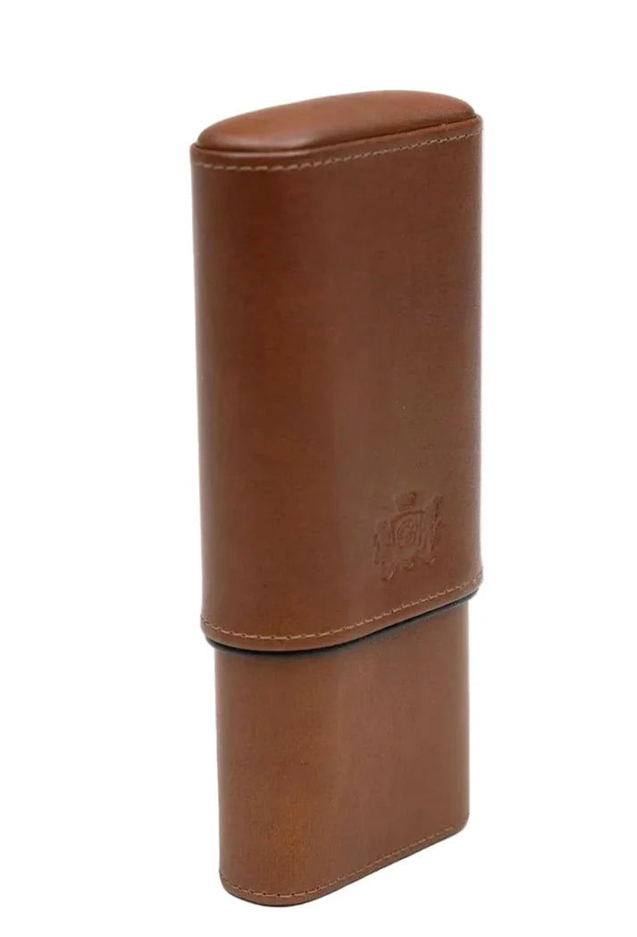 Showband 3-Cigar Holder Case – Whisky & Black Leather (NIB)