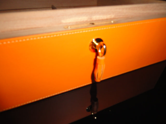 Brizard and Co Racing Orange Leather Humidor 60 / 70 ct NIB