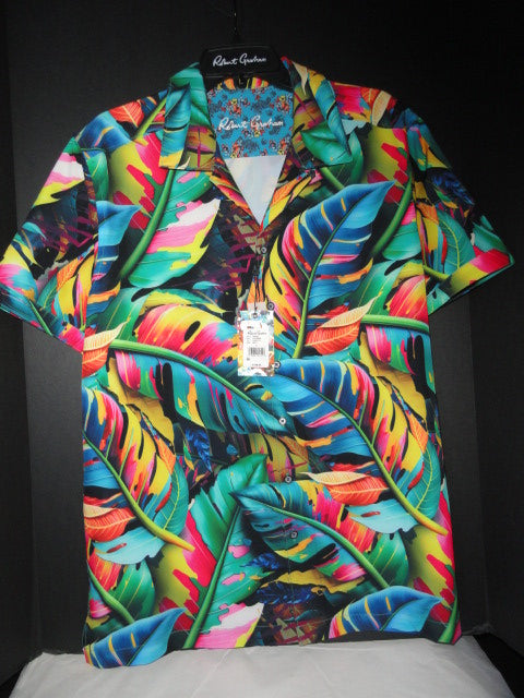 Robert Graham Toucan Stretch Short Sleeve Shirt Size Large NWTS