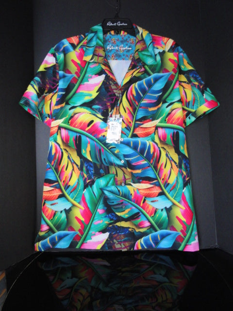 Robert Graham Toucan Stretch Short Sleeve Shirt Size Large NWTS