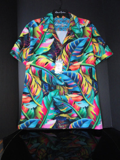 Robert Graham Toucan Stretch Short Sleeve Shirt Size Large NWTS
