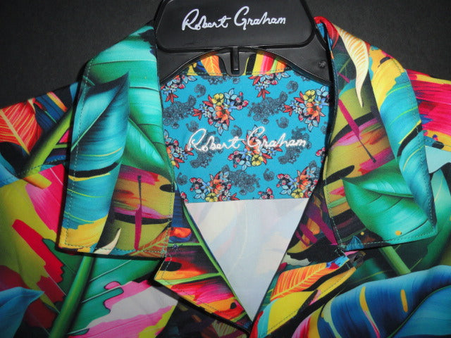 Robert Graham Toucan Stretch Short Sleeve Shirt Size Large NWTS