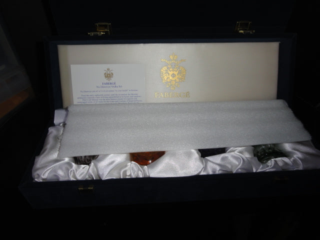 Faberge Crystal Colored Shot Glasses NIB