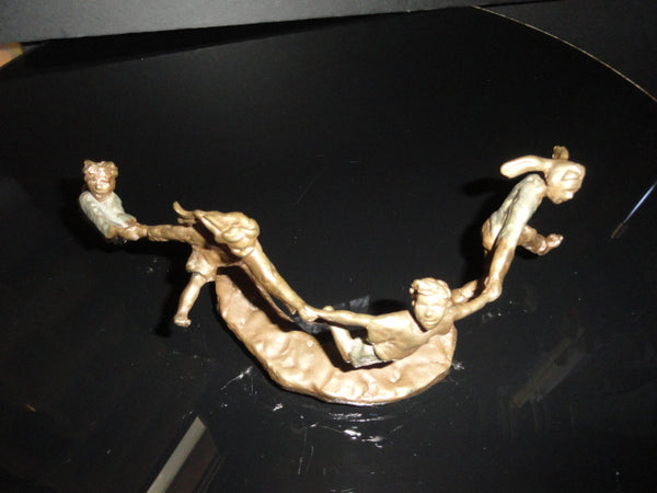 Mark Hopkins " Crack the Whip " Bronze Sculpture