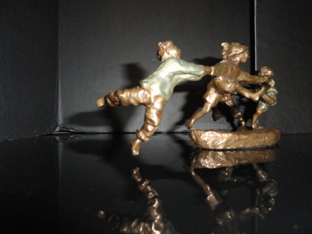 Mark Hopkins " Crack the Whip " Bronze Sculpture