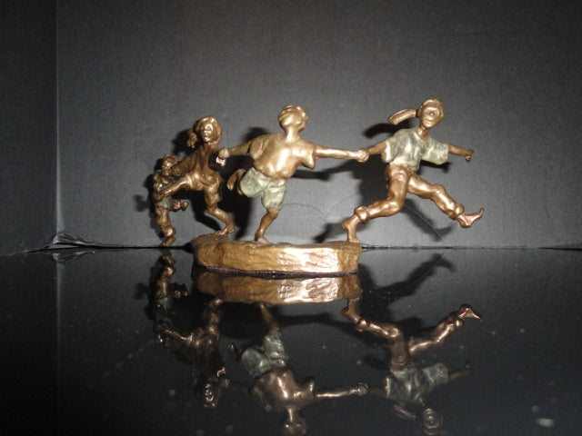 Mark Hopkins " Crack the Whip " Bronze Sculpture