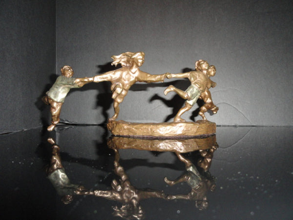 Mark Hopkins " Crack the Whip " Bronze Sculpture