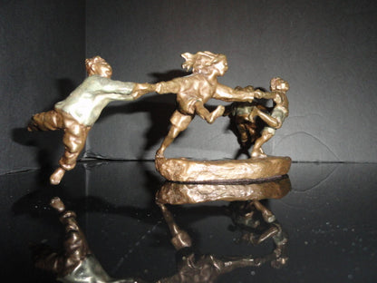 Mark Hopkins " Crack the Whip " Bronze Sculpture