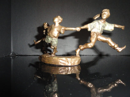 Mark Hopkins " Crack the Whip " Bronze Sculpture