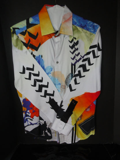 Robert Graham Zero to Sixty Long Sleeve Embroidered Shirt Size Medium