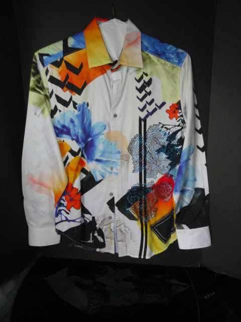 Robert Graham Zero to Sixty Long Sleeve Embroidered Shirt Size Medium