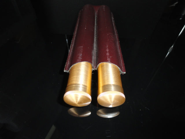 Cigar Classics Brown Leather and Gold Anodized Tubes Twin Cigar Holder