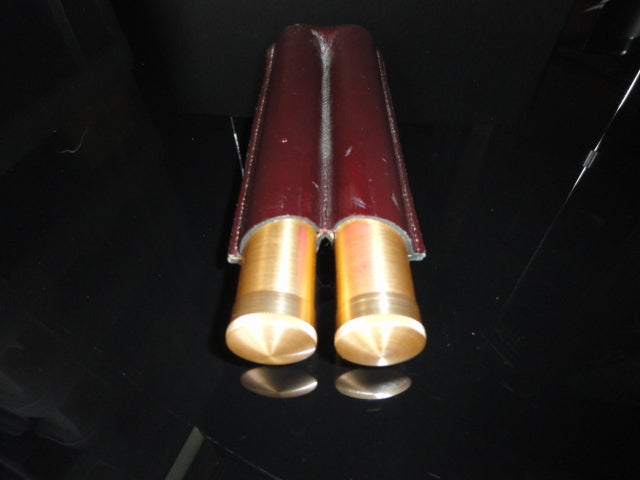 Cigar Classics Brown Leather and Gold Anodized Tubes Twin Cigar Holder