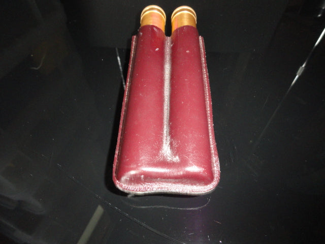 Cigar Classics Brown Leather and Gold Anodized Tubes Twin Cigar Holder