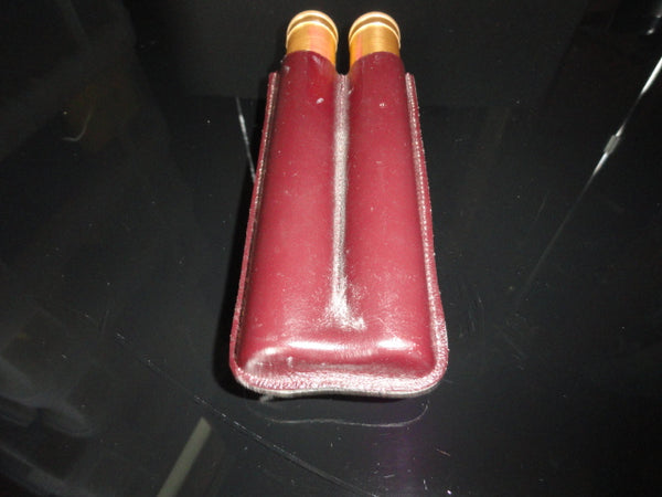 Cigar Classics Brown Leather and Gold Anodized Tubes Twin Cigar Holder