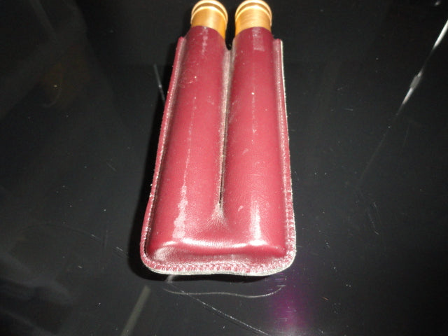 Cigar Classics Brown Leather and Gold Anodized Tubes Twin Cigar Holder