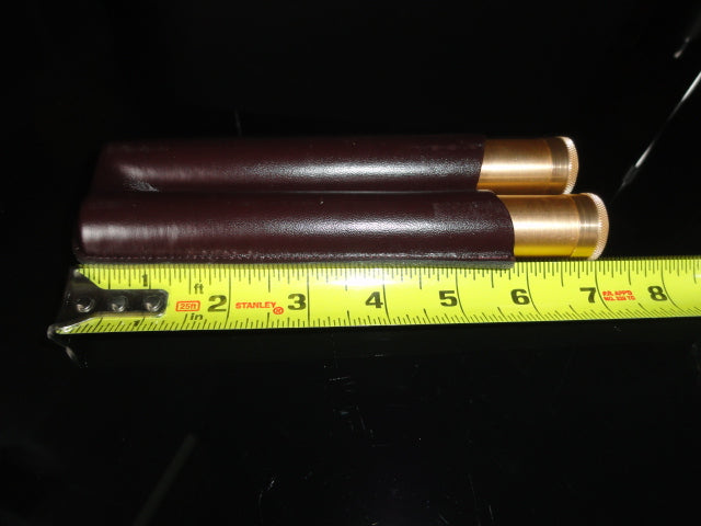 Cigar Classics Brown Leather and Gold Anodized Tubes Twin Cigar Holder