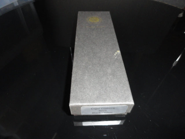 Cigar Classics Black Leather and Silver Anodized Tubes Twin Cigar Holder