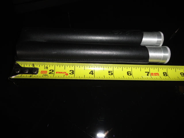 Cigar Classics Black Leather and Silver Anodized Tubes Twin Cigar Holder