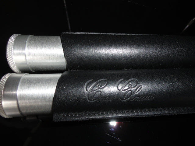 Cigar Classics Black Leather and Silver Anodized Tubes Twin Cigar Holder