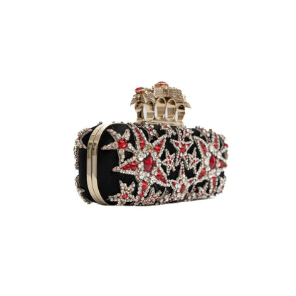 Alexander Mc Queen Black Satin Clutch with crystals
