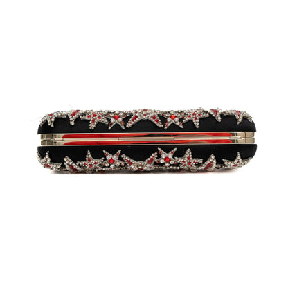 Alexander Mc Queen Black Satin Clutch with crystals