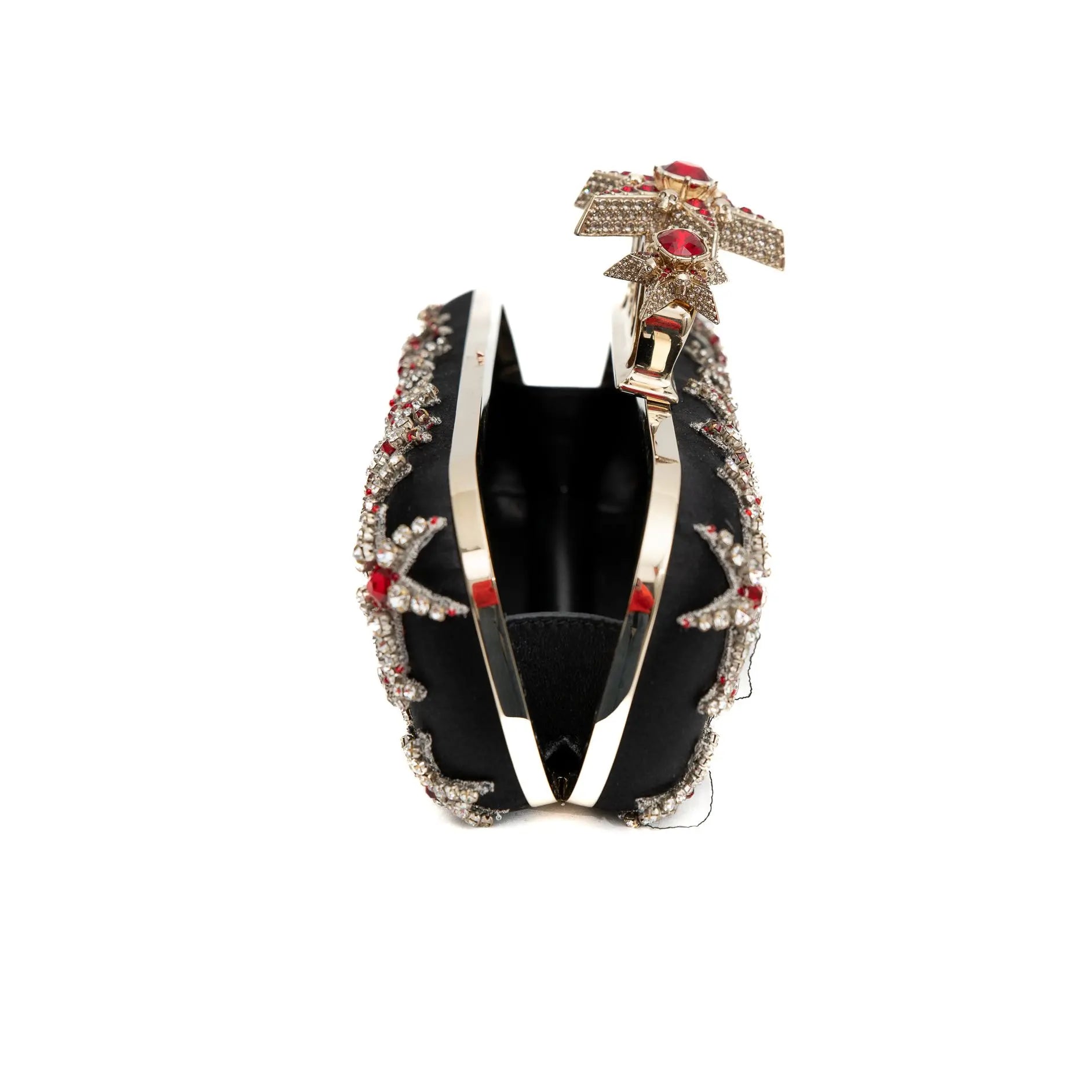 Alexander Mc Queen Black Satin Clutch with crystals