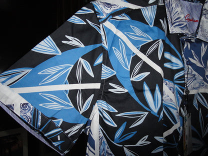 Robert Graham Blue Palm Short Sleeve Shirt Size 2XL NWTS