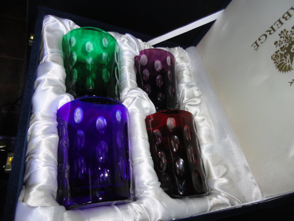 Faberge Bubbles Colored Crystal Old Fashion Glasses