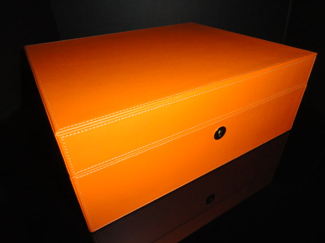Brizard and Co. Racing Orange Leather Humidor — 60/70 Count, New in Box