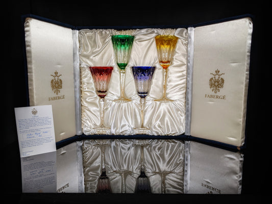 Faberge Grand Palais Crystal Colored Goblets NIB