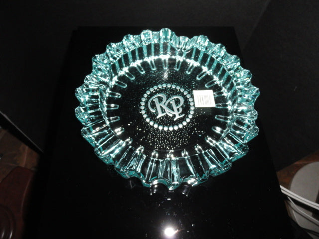 Rocky Patel Luminoso Teal / Blue Glass Heavy Cigar Ashtray Measures 10" Diameter NIB