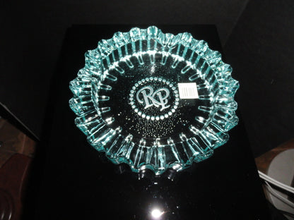 Rocky Patel Luminoso Teal / Blue Glass Heavy Cigar Ashtray Measures 10" Diameter NIB